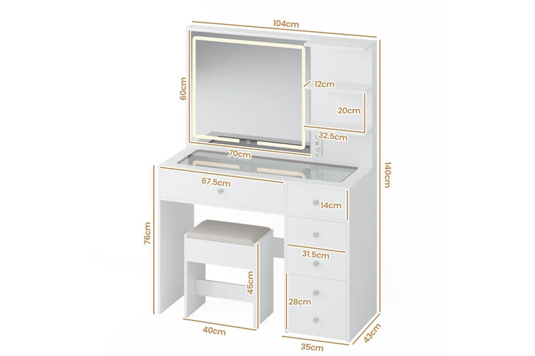 Zeda LED Glass Vanity Table