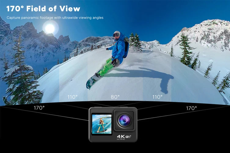 Zeda 4K Dual-Screen Action Camera with case
