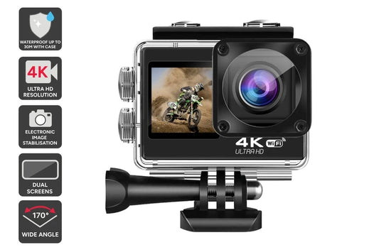 Zeda 4K Dual-Screen Action Camera with case